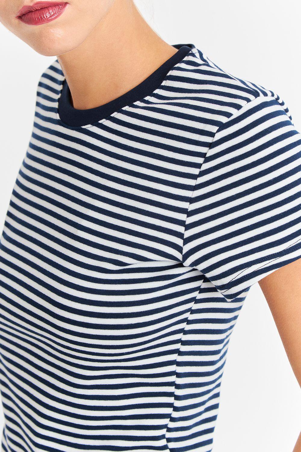 Polera Básica Cuello Redondo Líneas Azul Marino Nicopoly-5