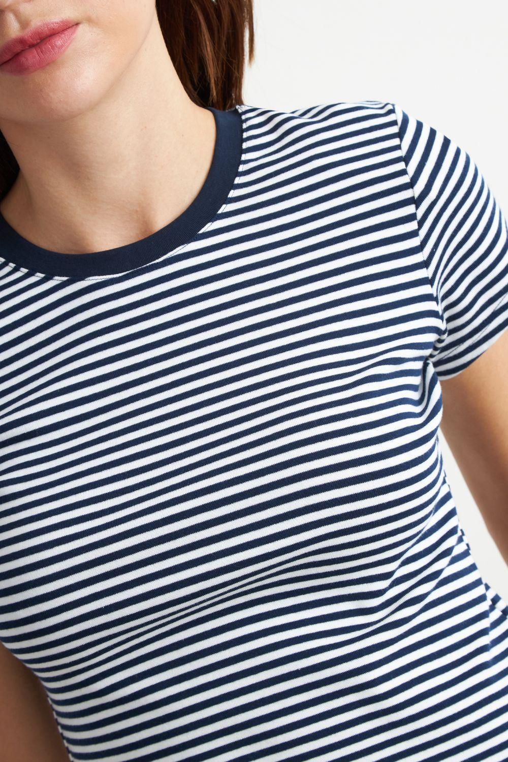 Polera Básica Cuello Redondo Líneas Azul Marino Nicopoly-5