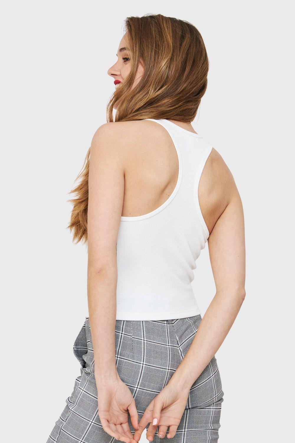 Crop Top Elasticado Blanco Nicopoly-3