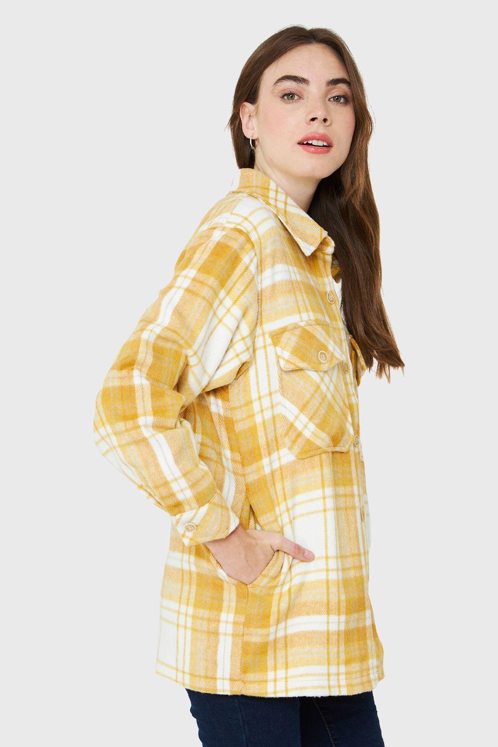 Sobrecamisa Estampado Escocés Amarillo Nicopoly-2