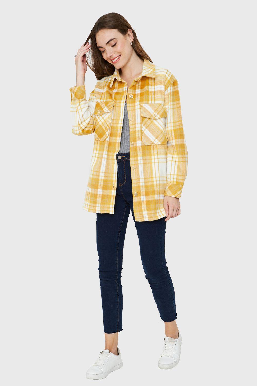 Sobrecamisa Estampado Escocés Amarillo Nicopoly-1