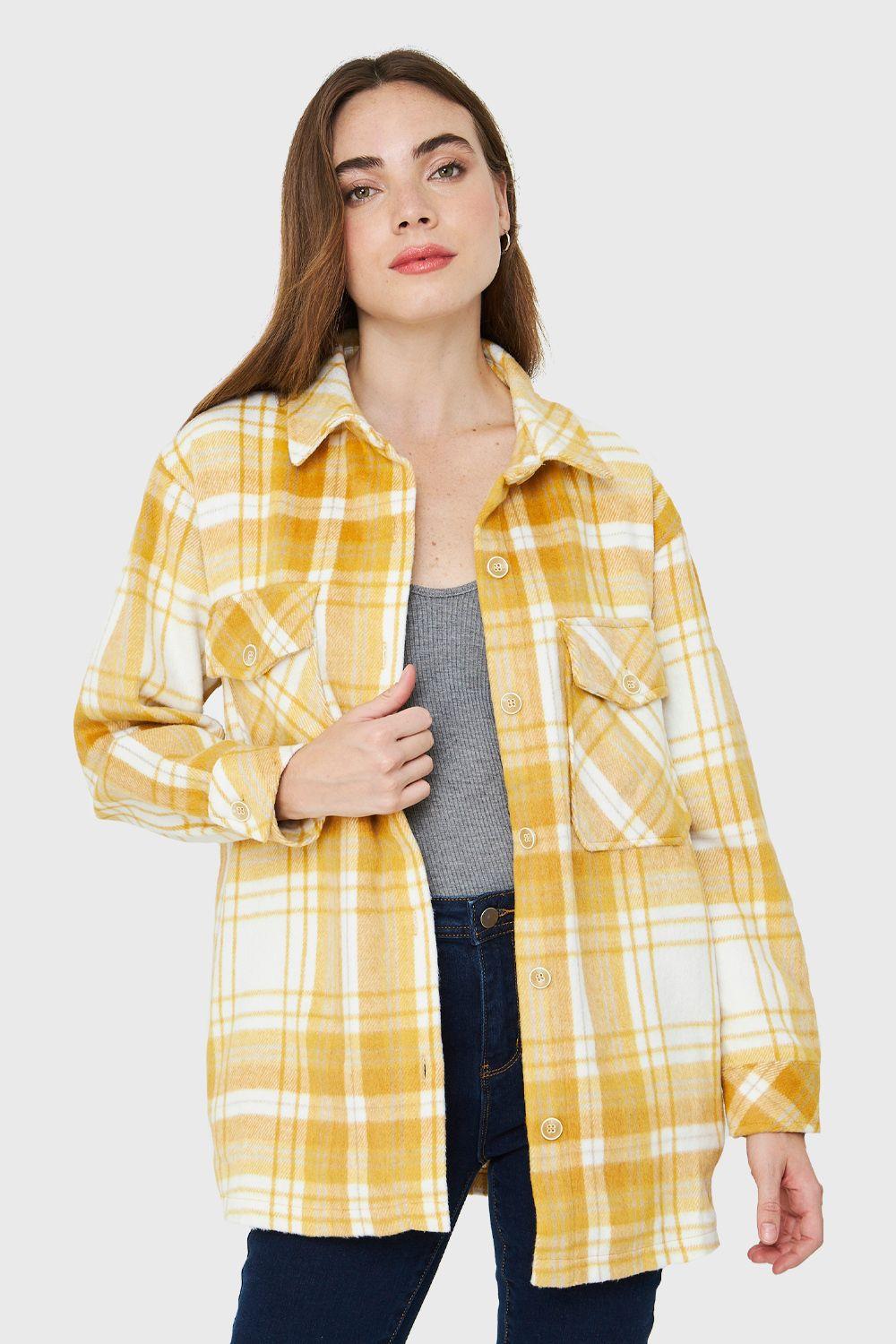 Sobrecamisa Estampado Escocés Amarillo Nicopoly-0