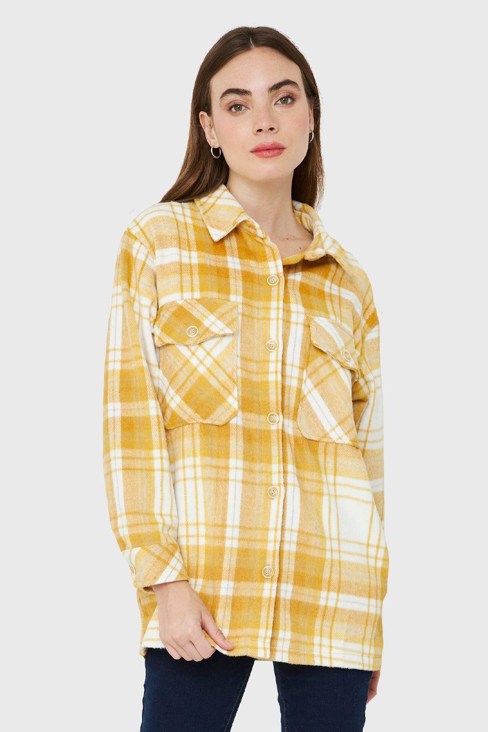 Sobrecamisa Estampado Escocés Amarillo Nicopoly-4
