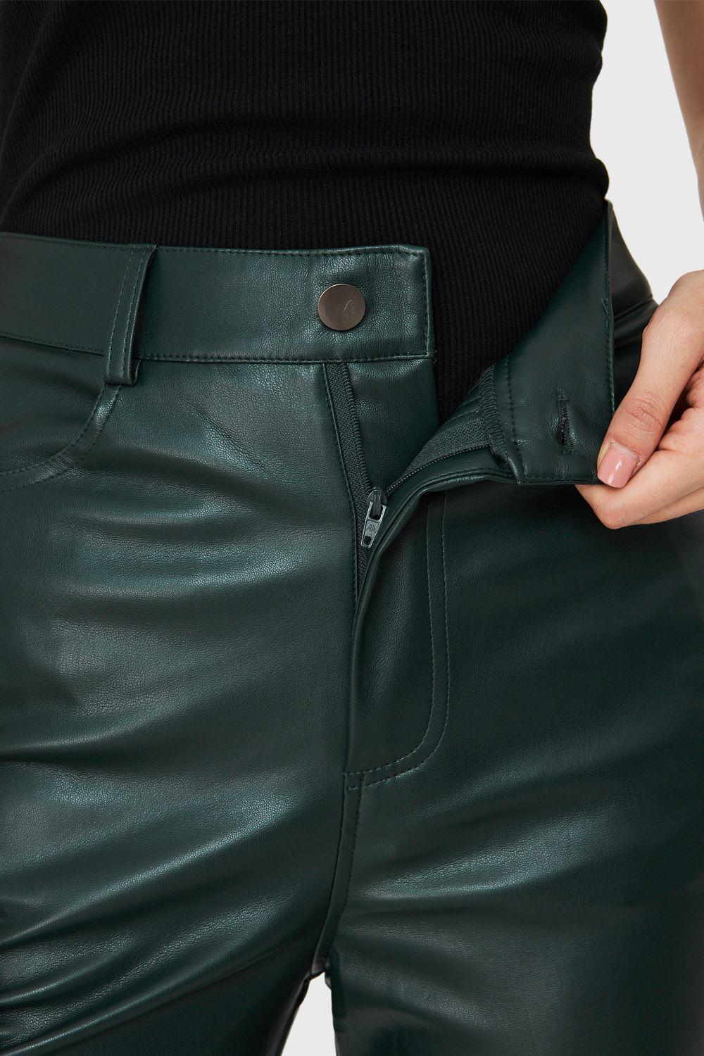 Pantalón Ecocuero Bolsillos Verde Nicopoly-5