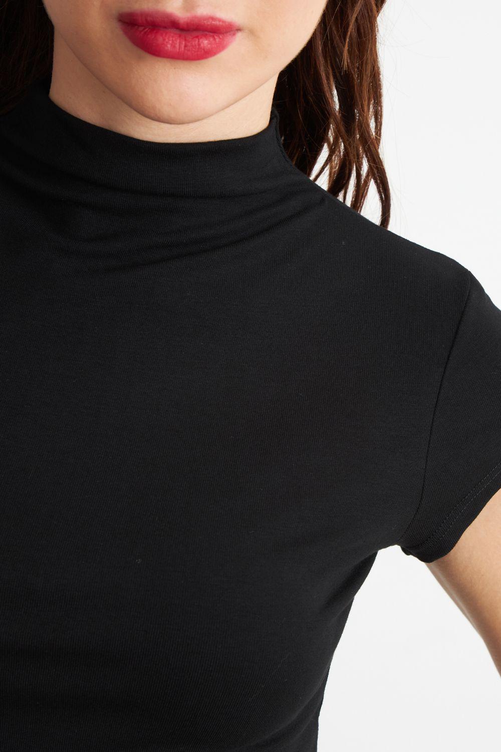 Polera Manga Corta Cuello Alto Negro Nicopoly-5