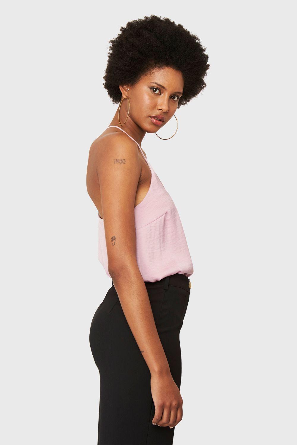 Blusa Básica Tipo Satín Rosado Nicopoly-2