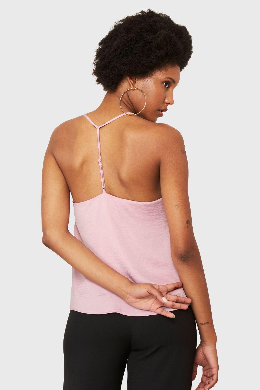 Blusa Básica Tipo Satín Rosado Nicopoly-3