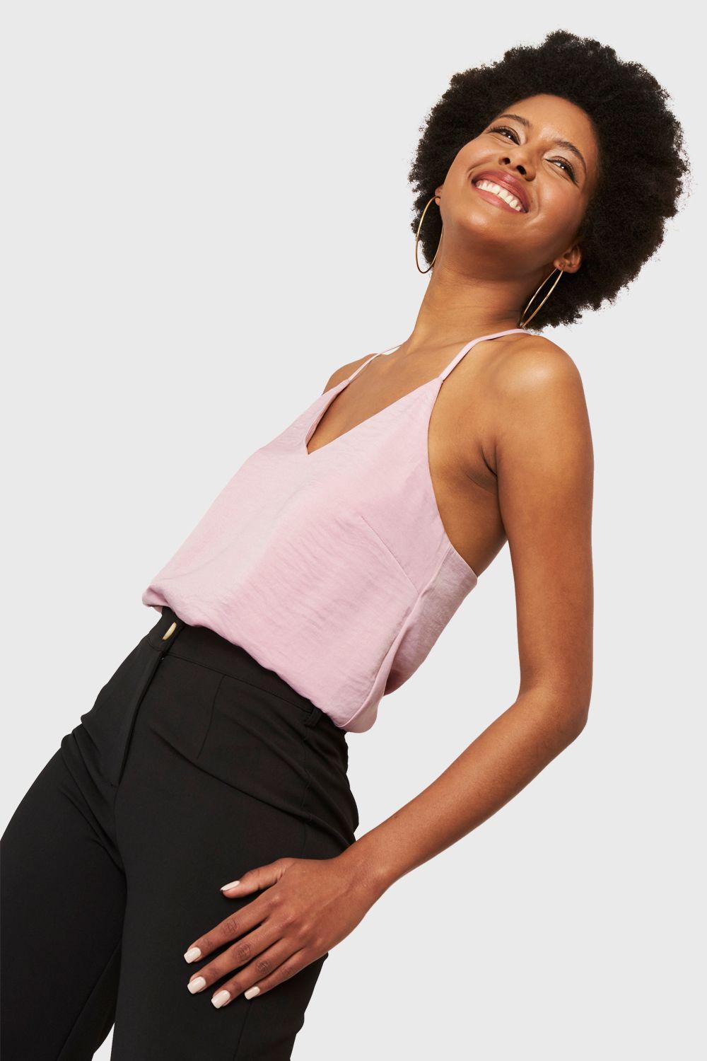 Blusa Básica Tipo Satín Rosado Nicopoly-4