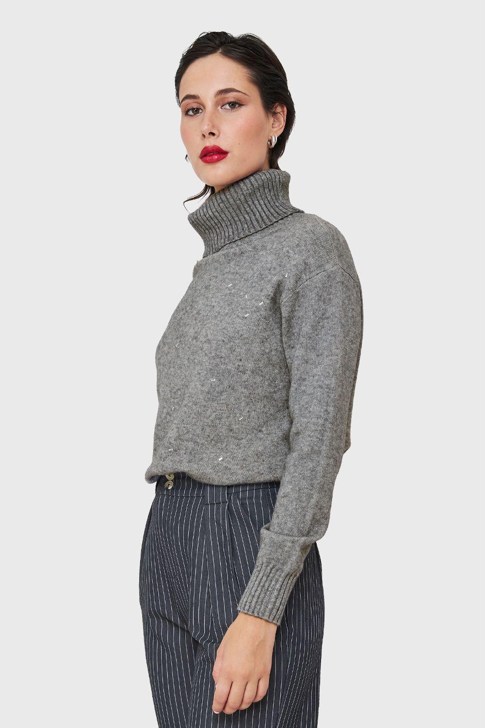 Sweater Beatle Strass Gris Nicopoly-2
