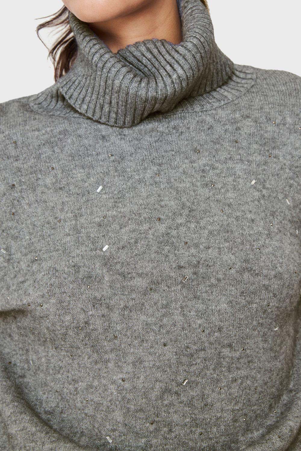 Sweater Beatle Strass Gris Nicopoly-5