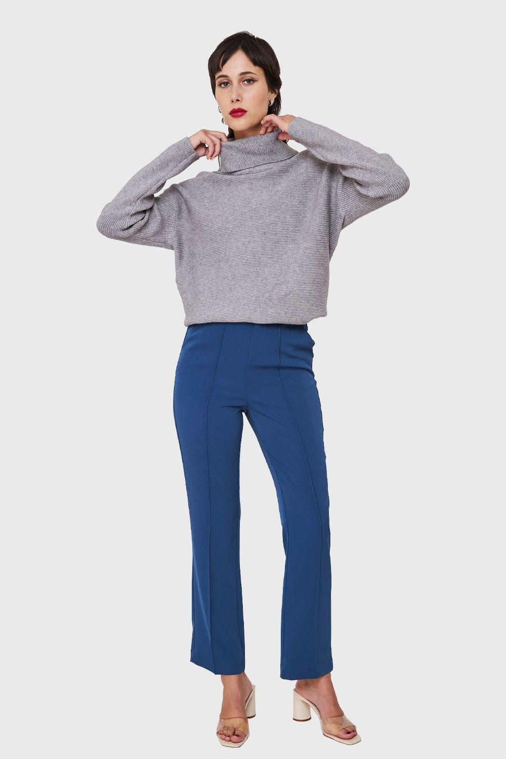 Sweater Cuello Beatle Acanalado Gris Nicopoly-1