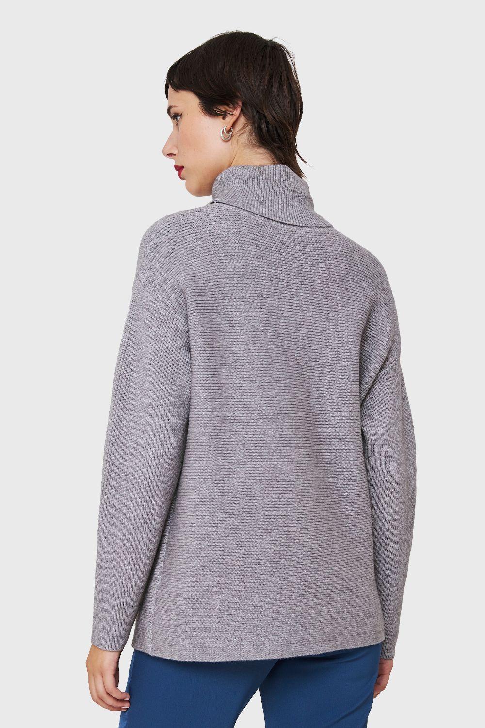 Sweater Cuello Beatle Acanalado Gris Nicopoly-3