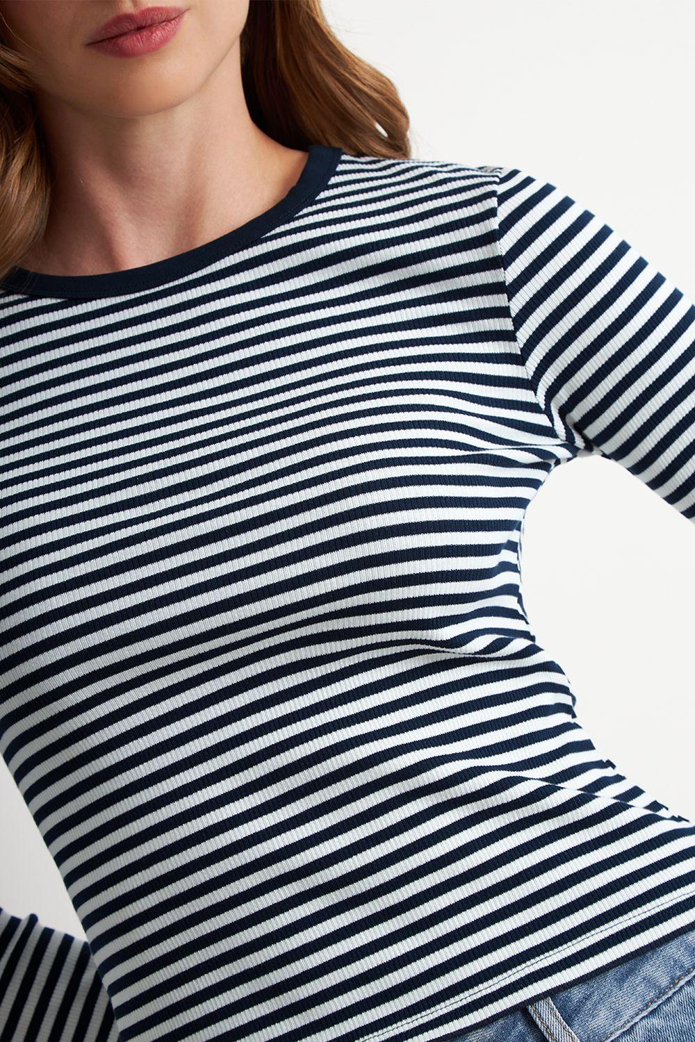 Polera Rayas Manga Larga Azul Marino Nicopoly-5