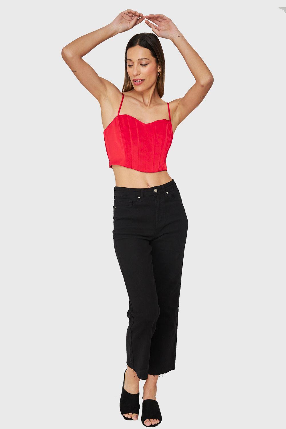 Crop Top Corsetero Rojo Nicopoly-1