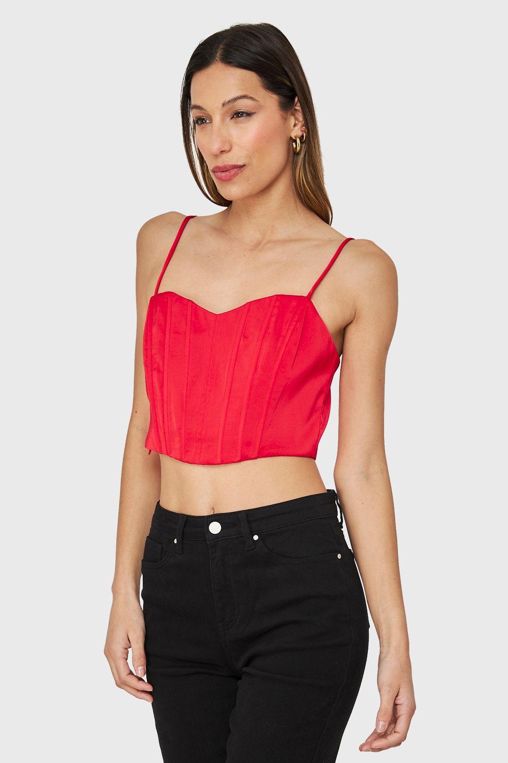 Crop Top Corsetero Rojo Nicopoly-2