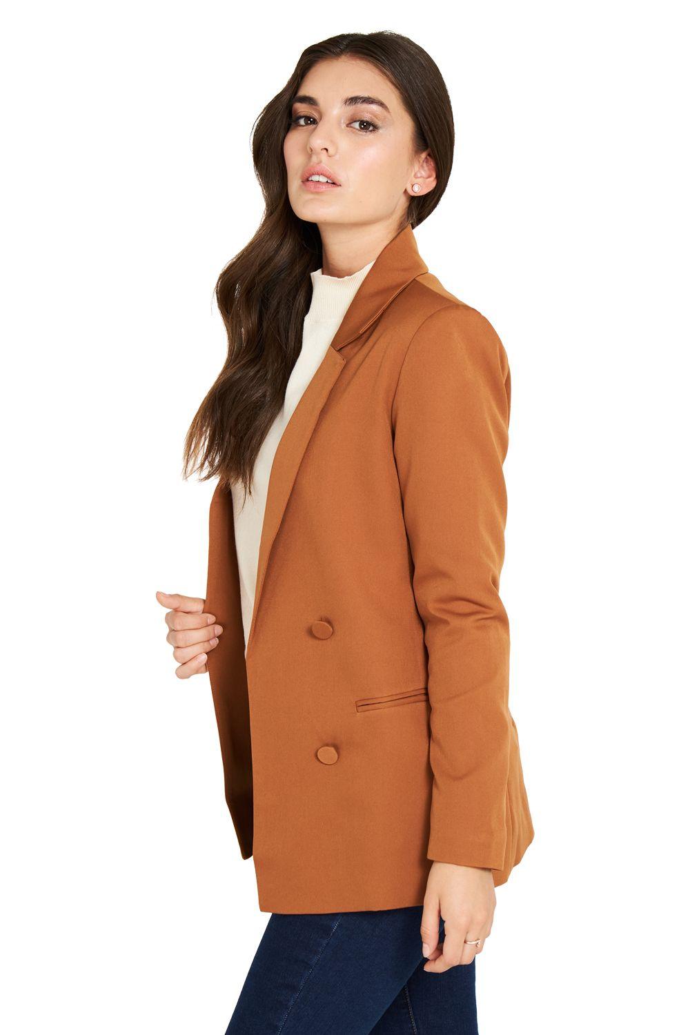 Blazer Botones Decorativos Camel Nicopoly-2