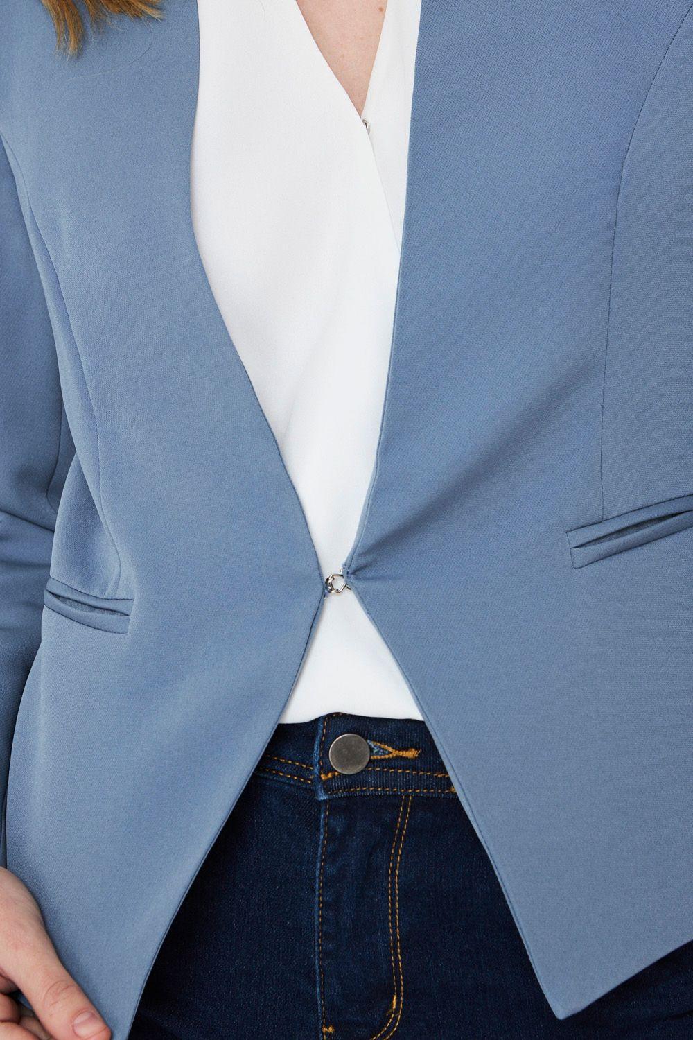 Blazer Entallado Clásico Celeste Nicopoly-5