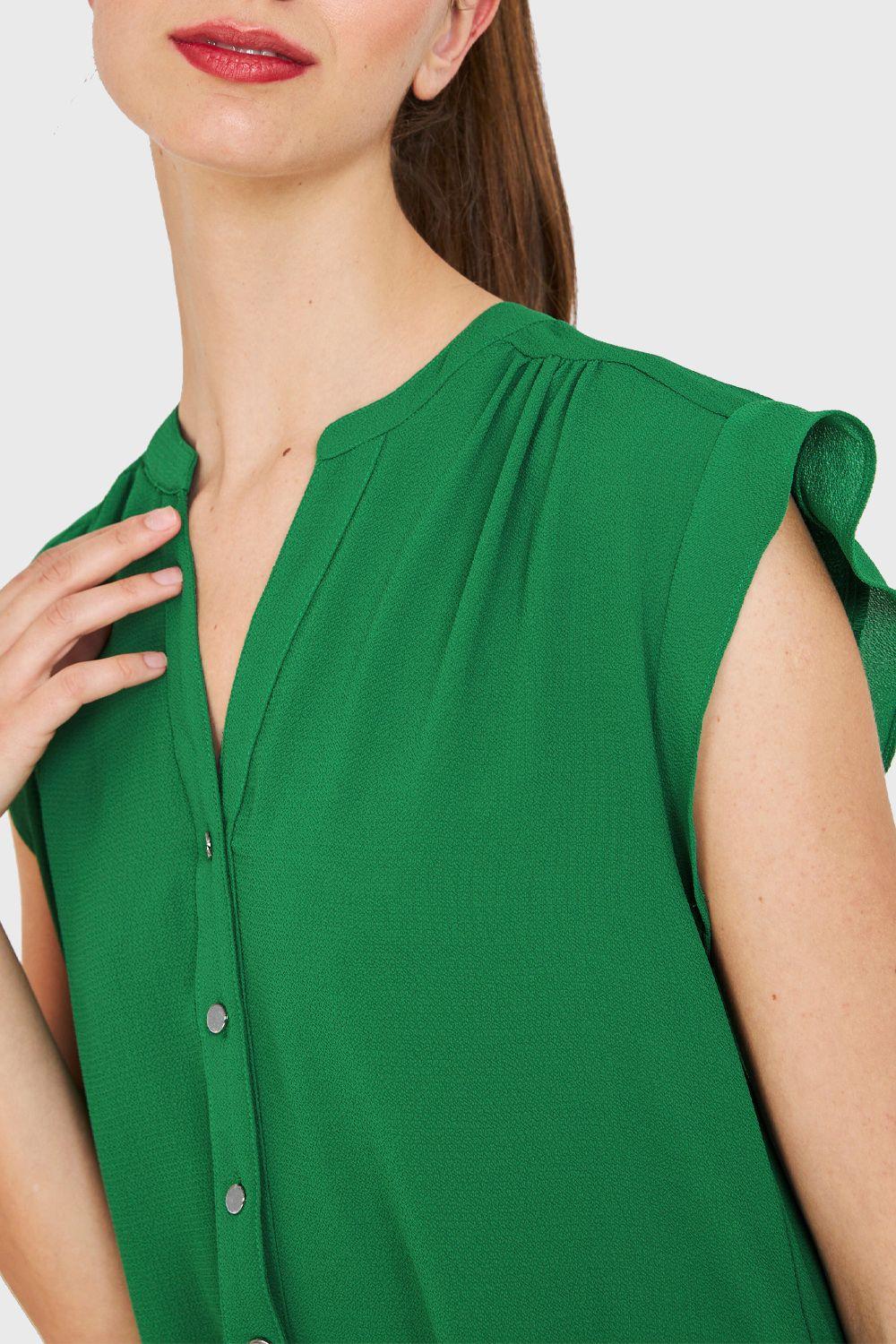 Blusa Vuelos Hombros Verde Nicopoly-5