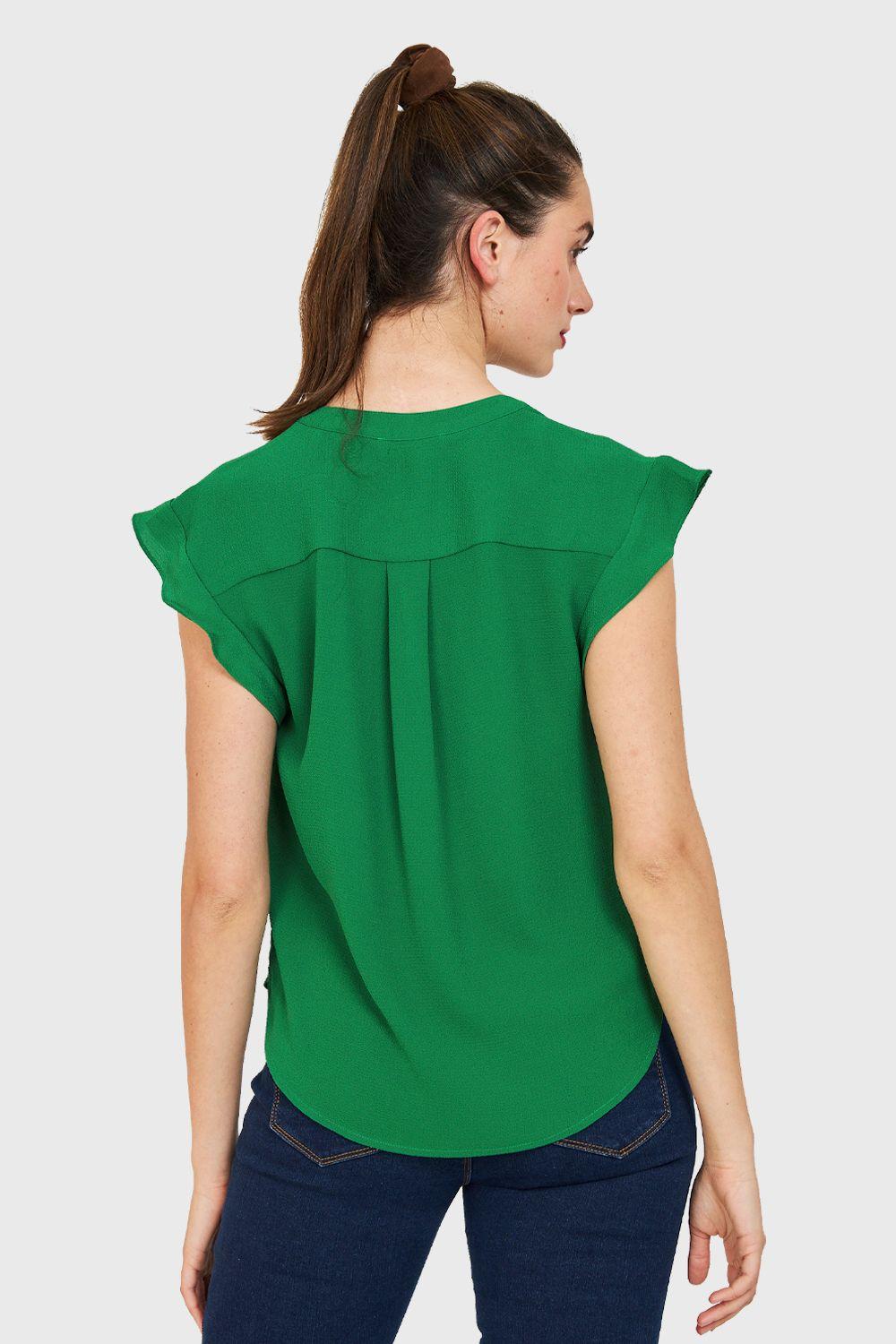 Blusa Vuelos Hombros Verde Nicopoly-3