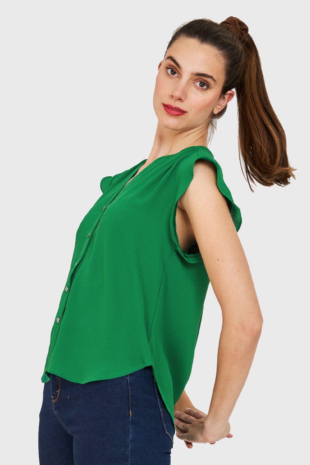 Blusa Vuelos Hombros Verde Nicopoly-2
