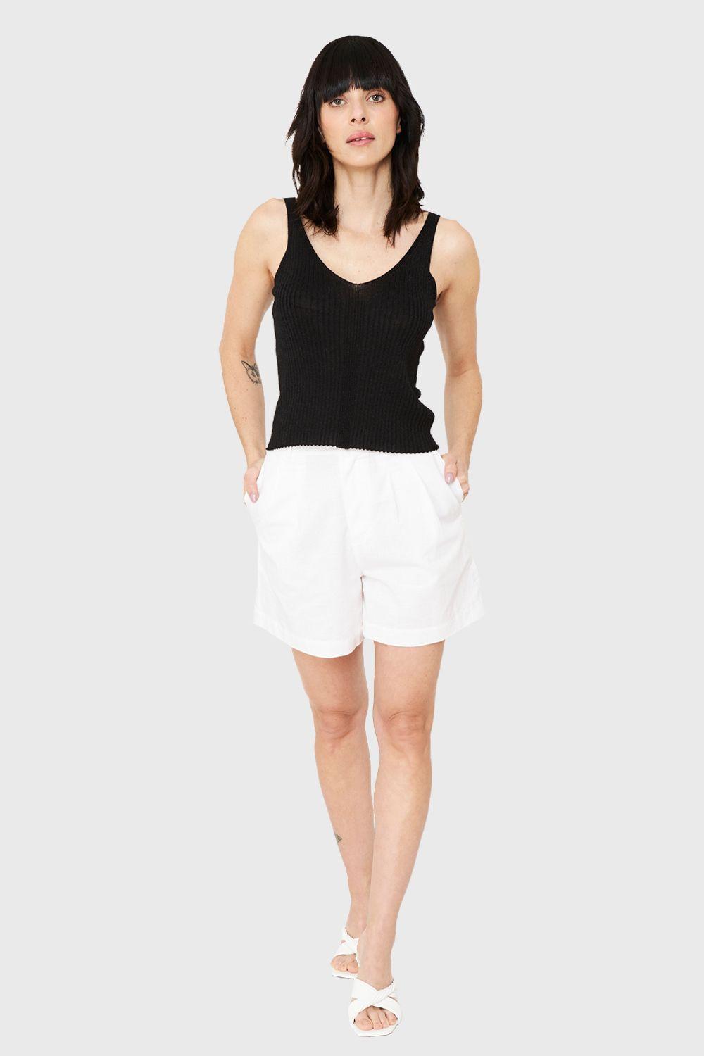 Polera Acanalada Brillos Negro Nicopoly-1