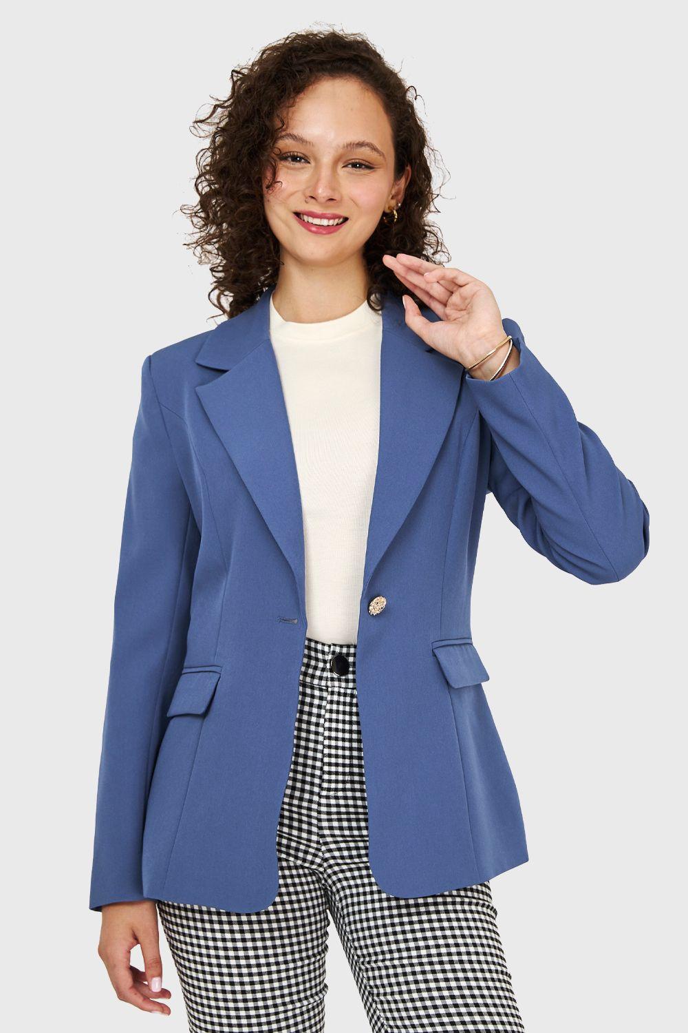 Blazer Un Botón Azul Acero Nicopoly-0