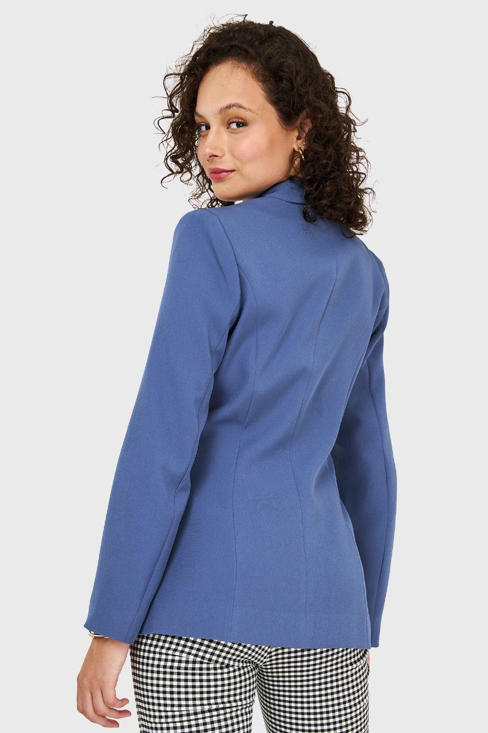 Blazer Un Botón Azul Acero Nicopoly-3