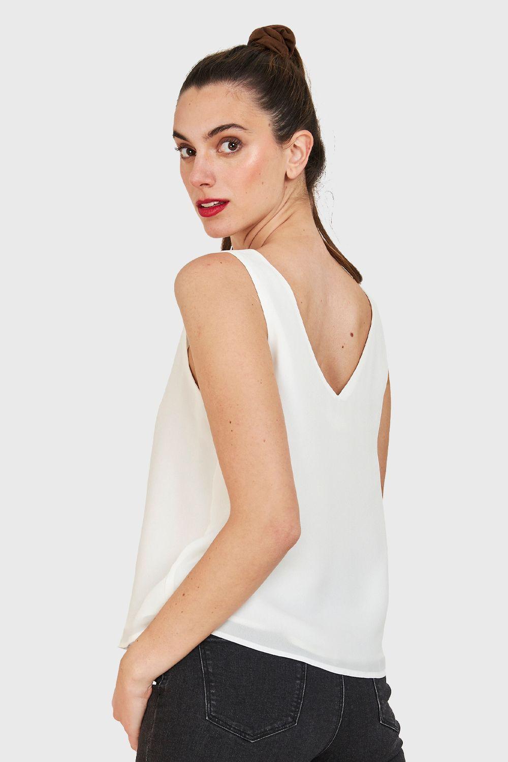 Blusa Básica Sin Mangas Blanco Nicopoly-3