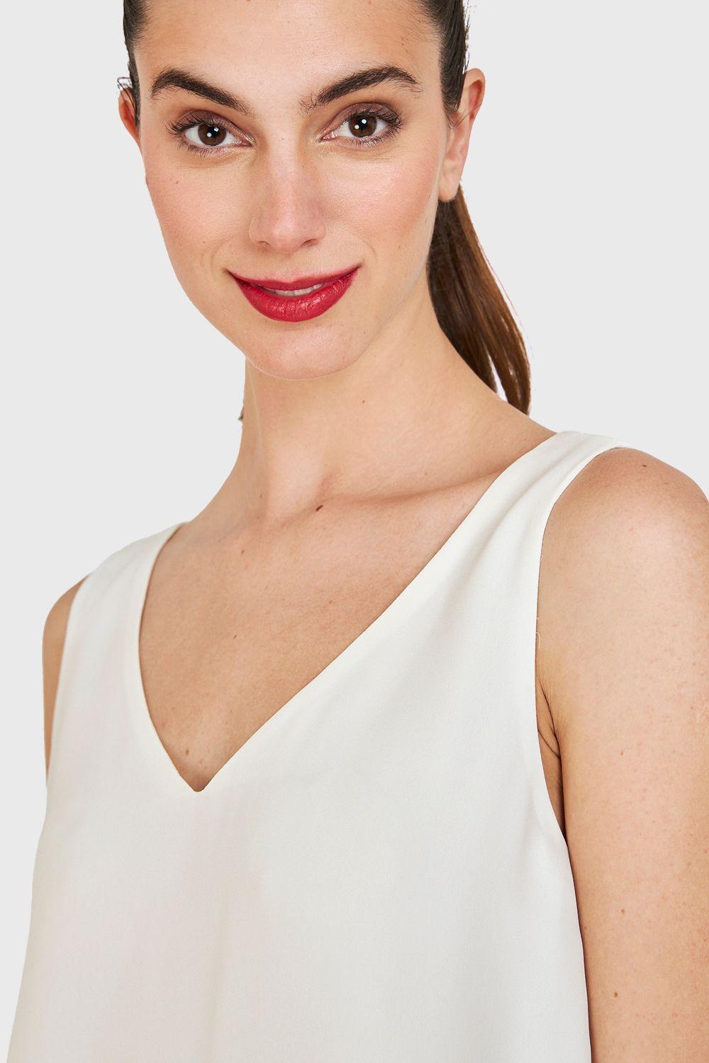 Blusa Básica Sin Mangas Blanco Nicopoly-5