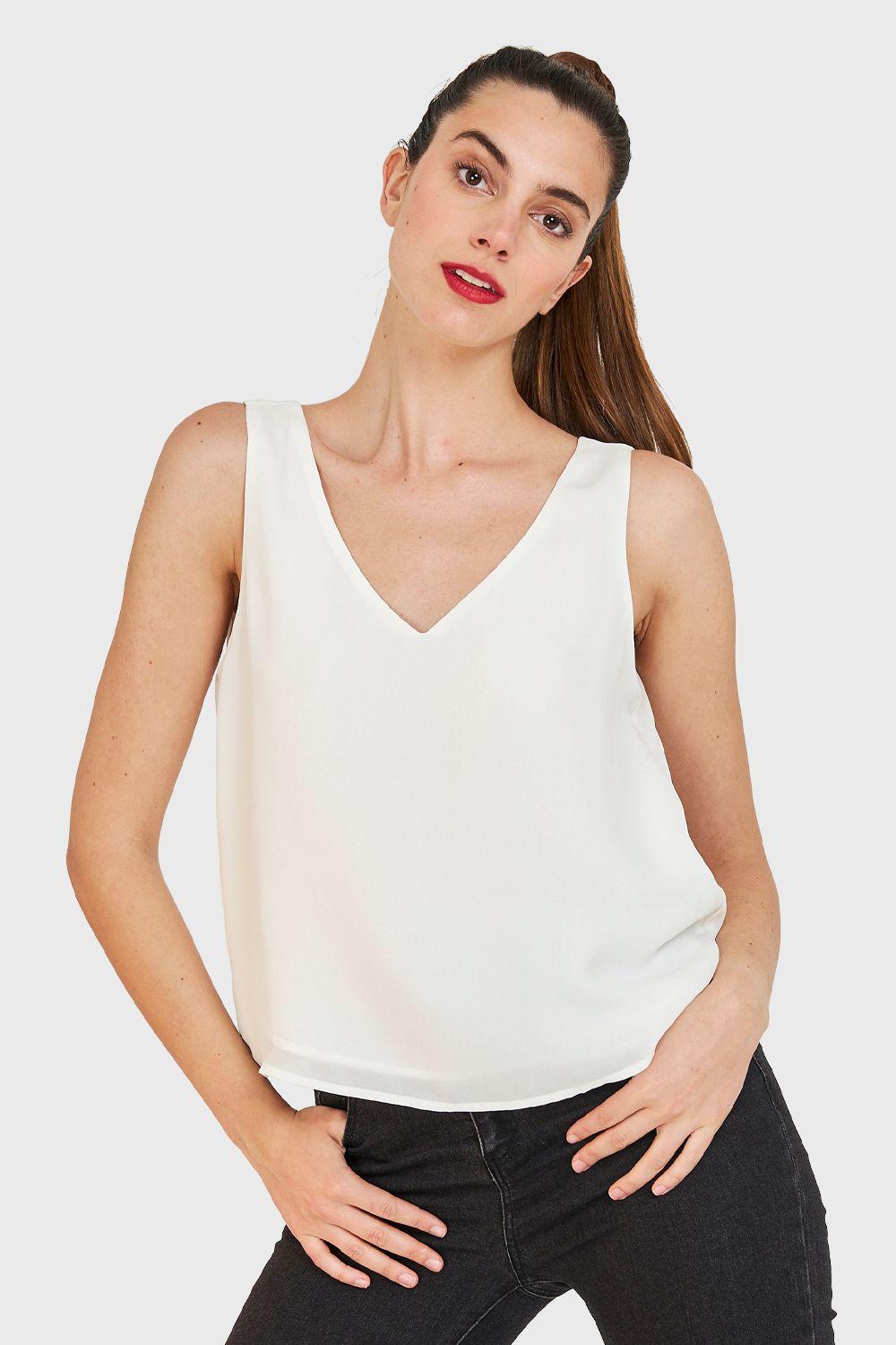 Blusa Básica Sin Mangas Blanco Nicopoly-0