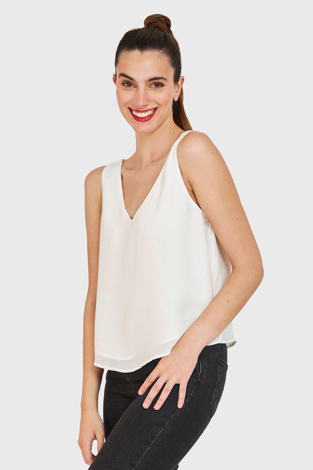 Blusa Básica Sin Mangas Blanco Nicopoly-2