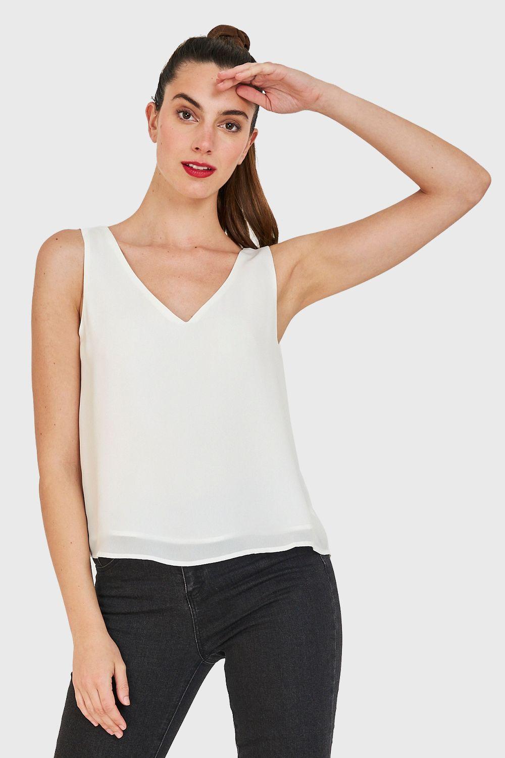 Blusa Básica Sin Mangas Blanco Nicopoly-4