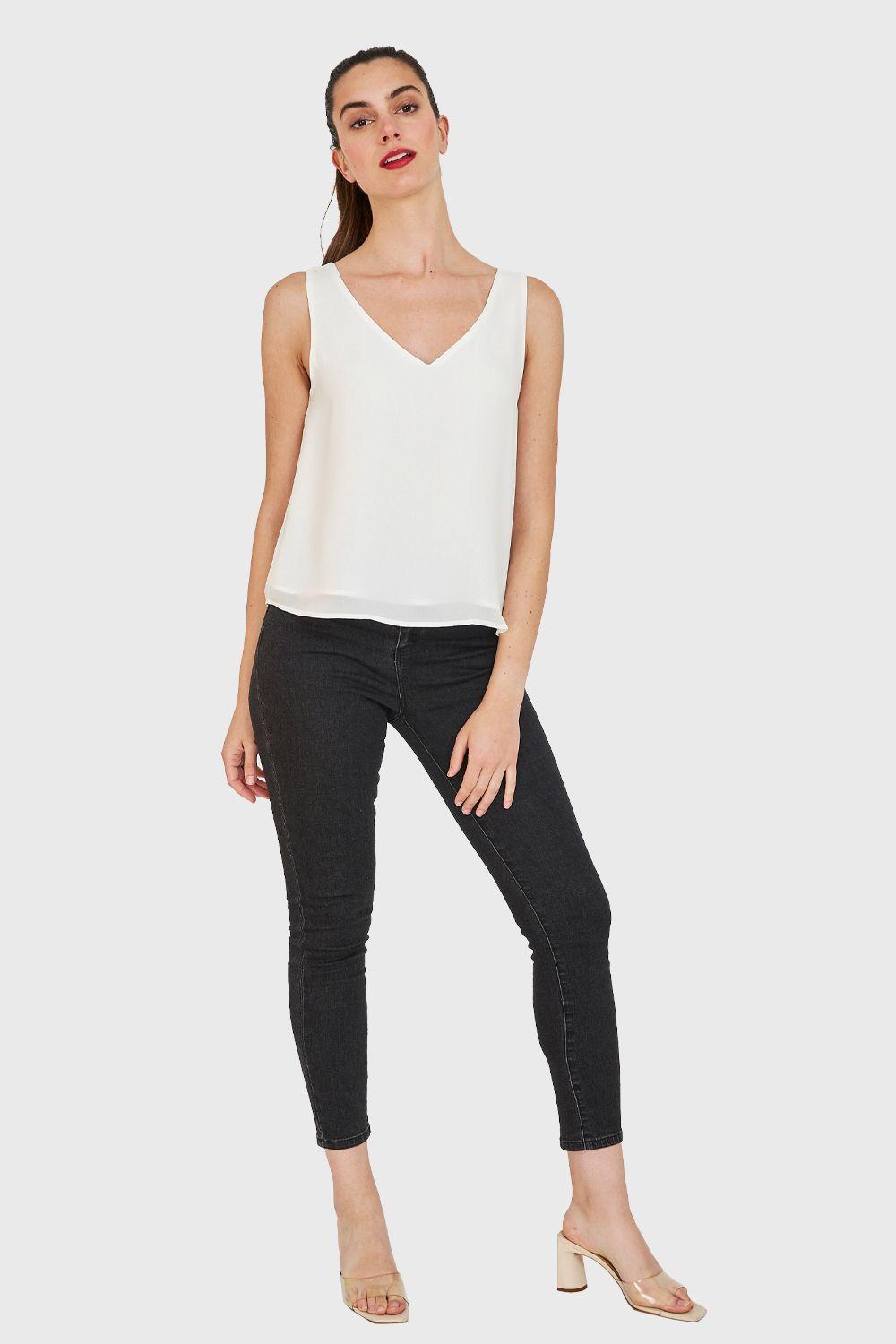 Blusa Básica Sin Mangas Blanco Nicopoly-1