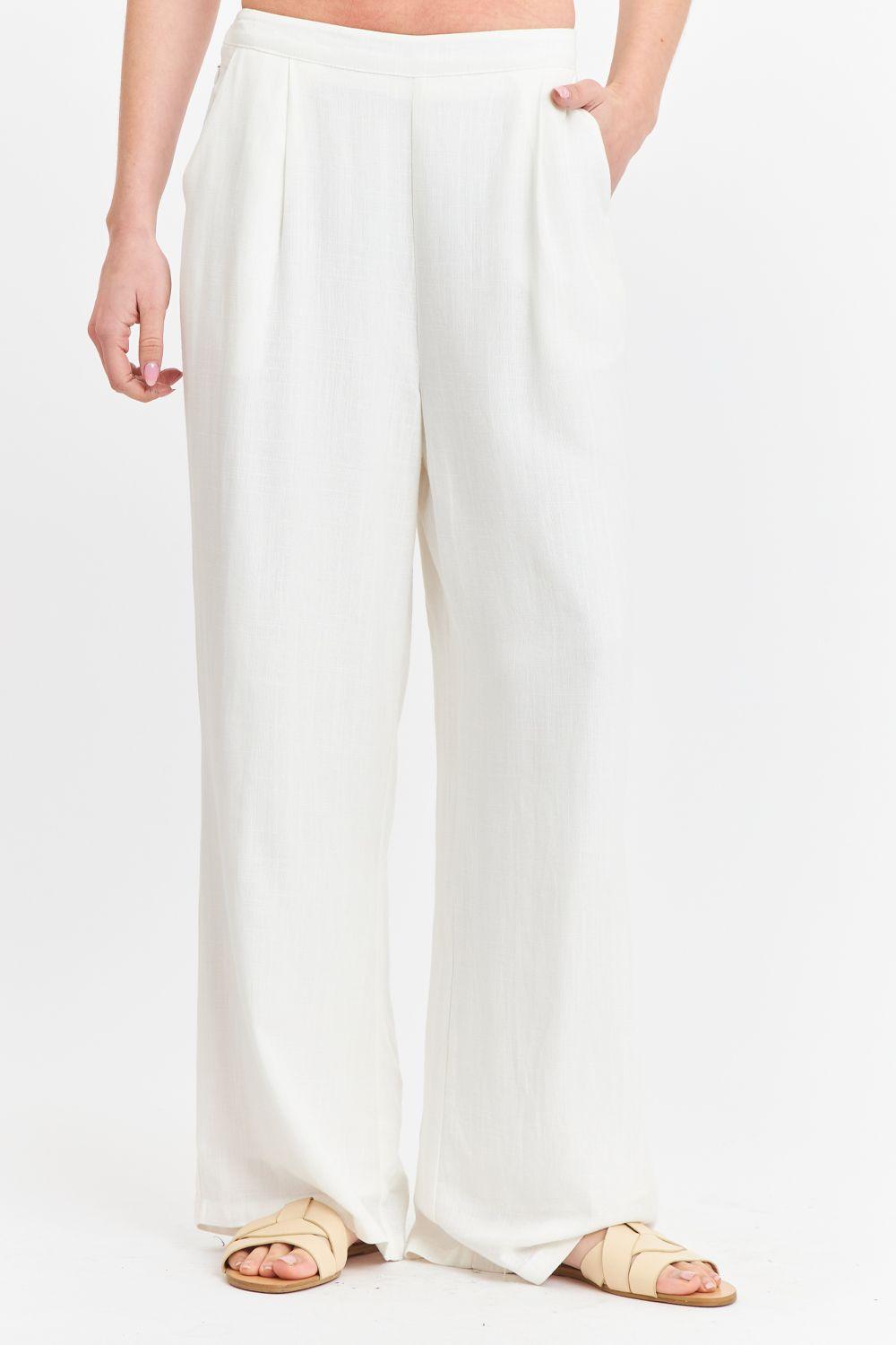 Pantalón Mezcla Lino Blanco Nicopoly-0