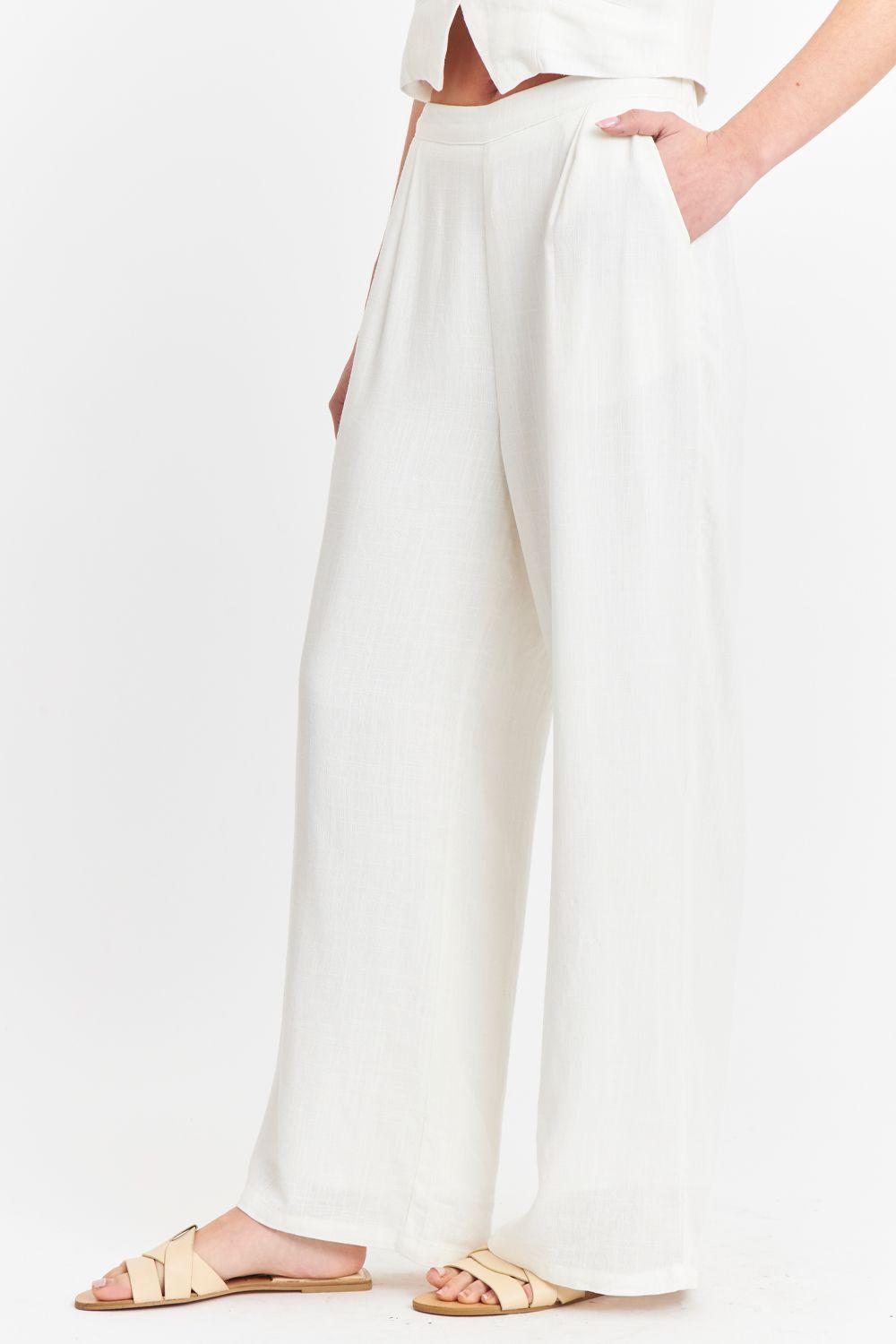 Pantalón Mezcla Lino Blanco Nicopoly-2