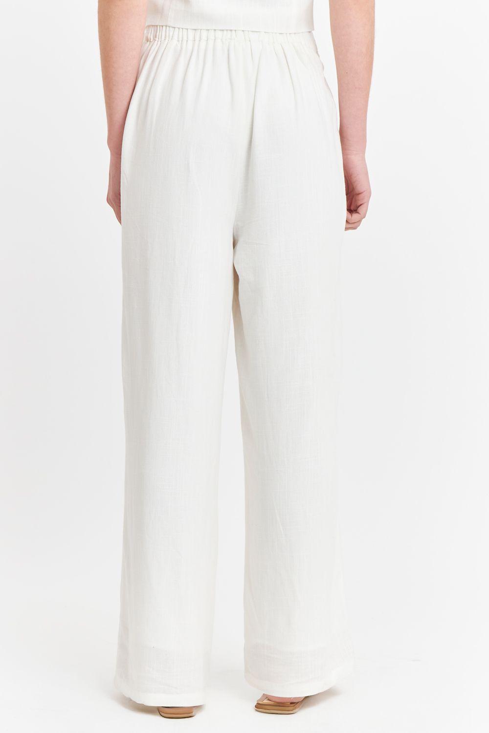 Pantalón Mezcla Lino Blanco Nicopoly-3