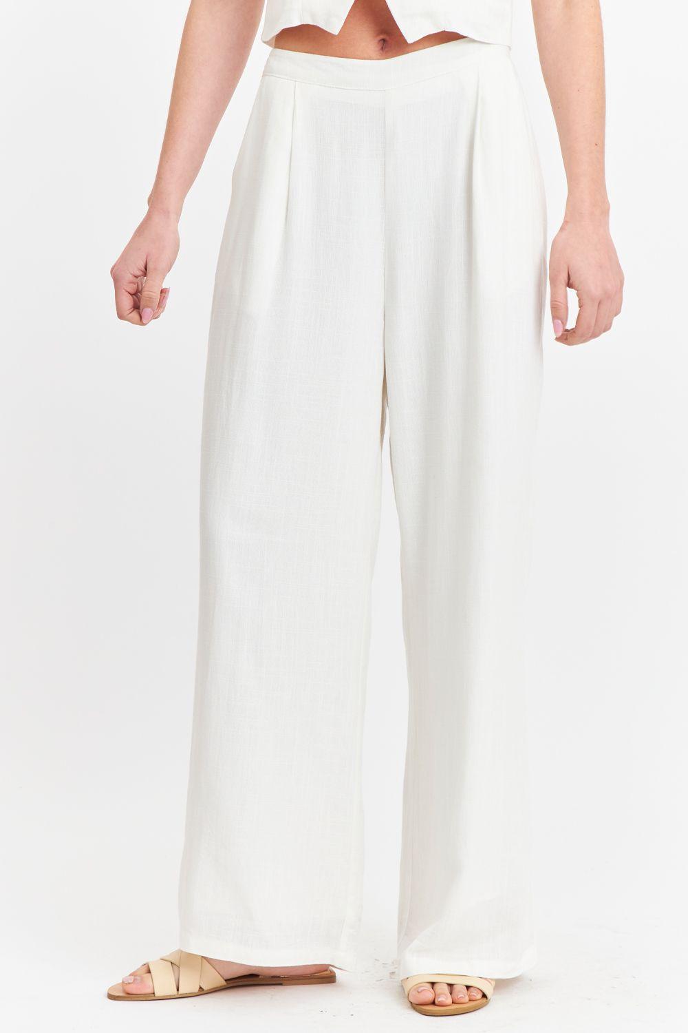 Pantalón Mezcla Lino Blanco Nicopoly-4