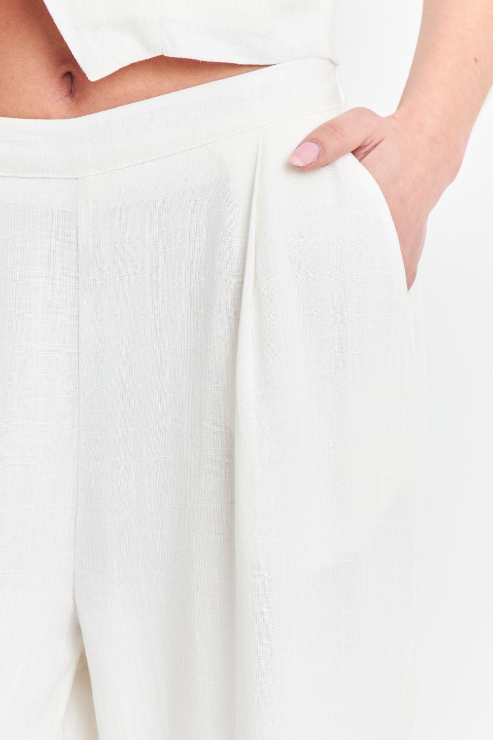 Pantalón Mezcla Lino Blanco Nicopoly-5