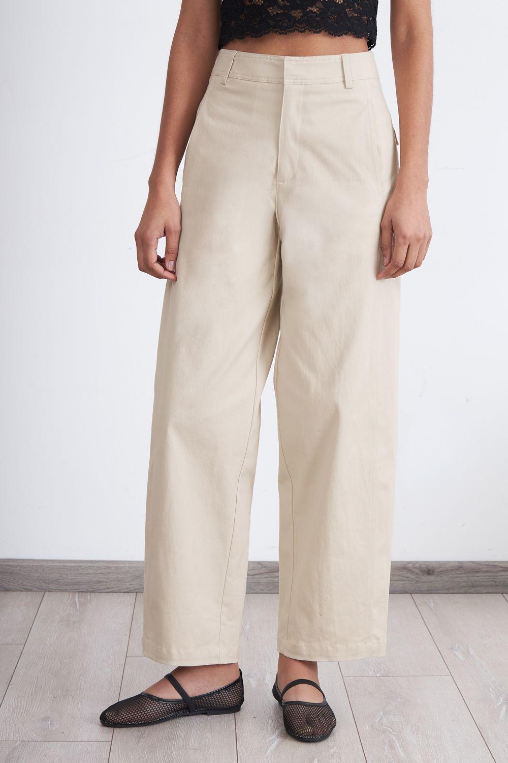 Pantalón Corte Barrel Beige Nicopoly-0