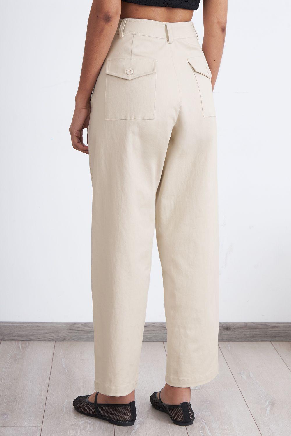 Pantalón Corte Barrel Beige Nicopoly-3