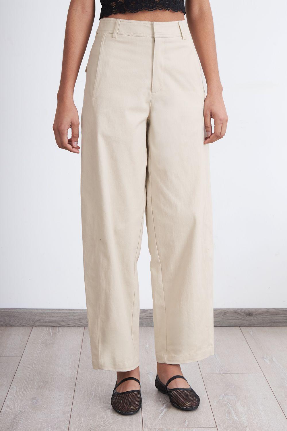 Pantalón Corte Barrel Beige Nicopoly-4