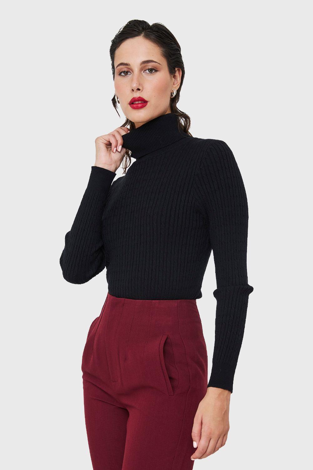 Sweater Tipo Cadenetas Negro Nicopoly-2
