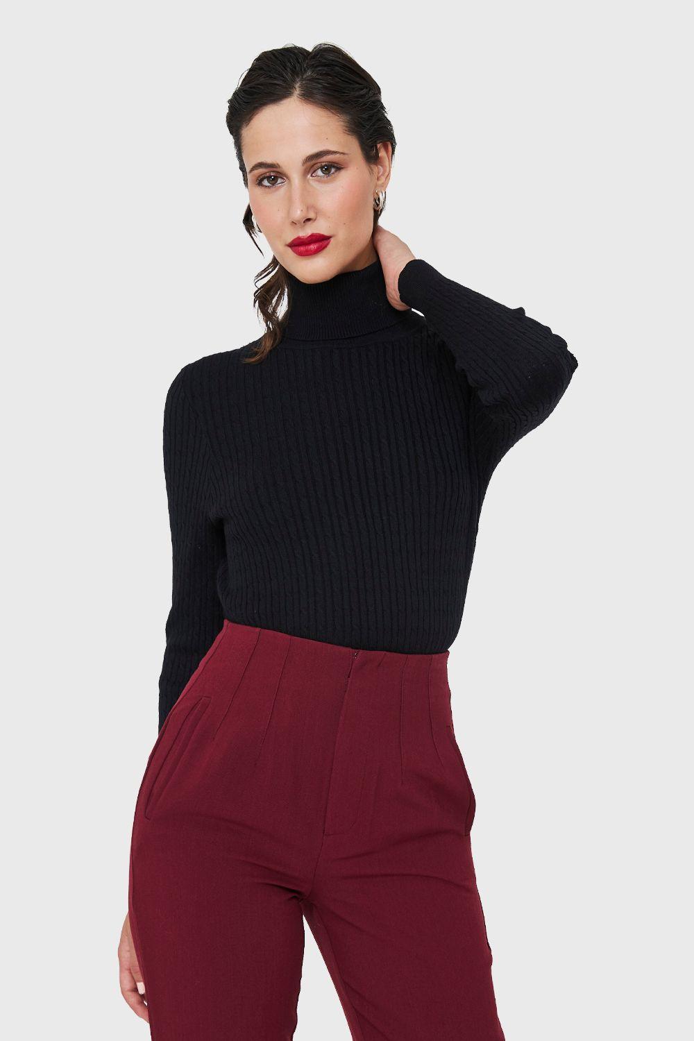 Sweater Tipo Cadenetas Negro Nicopoly-4