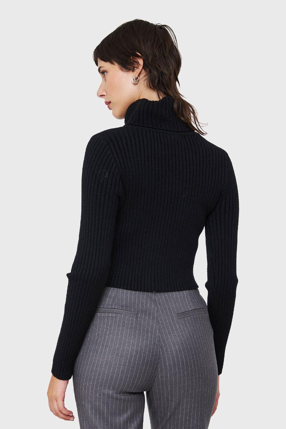 Sweater Crop Cuello Tortuga Negro Nicopoly-3
