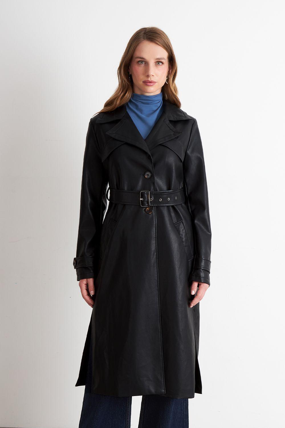 Abrigo Ecocuero Negro Nicopoly-0