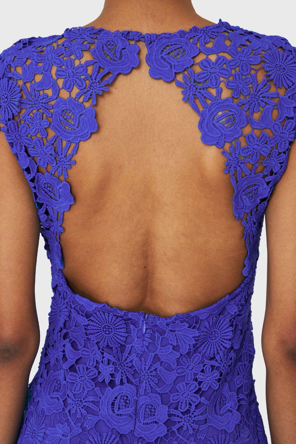 Vestido Calado Floral Azul Rey Nicopoly-5