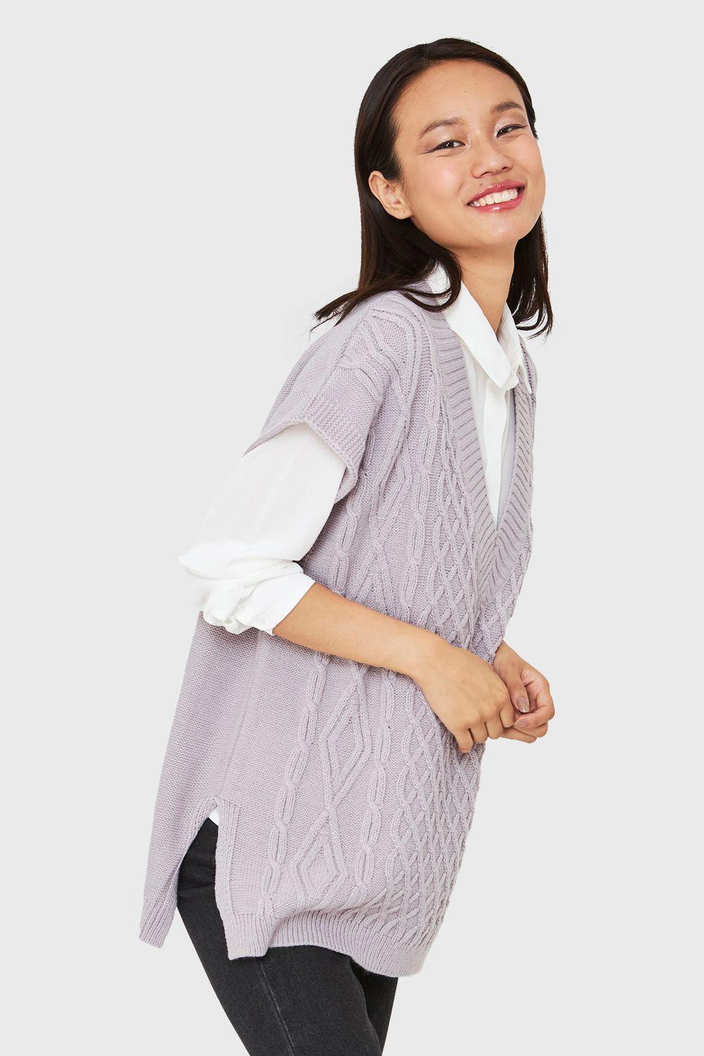 Chaleco Oversize Rombos Gris Nicopoly-2