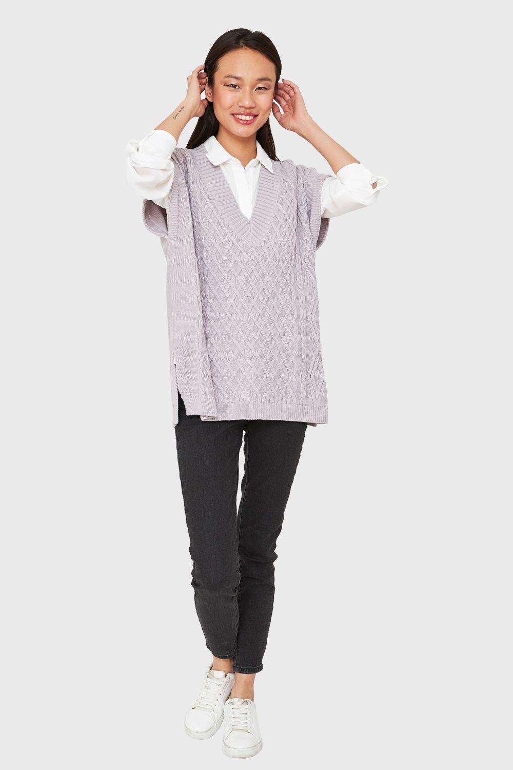 Chaleco Oversize Rombos Gris Nicopoly-1