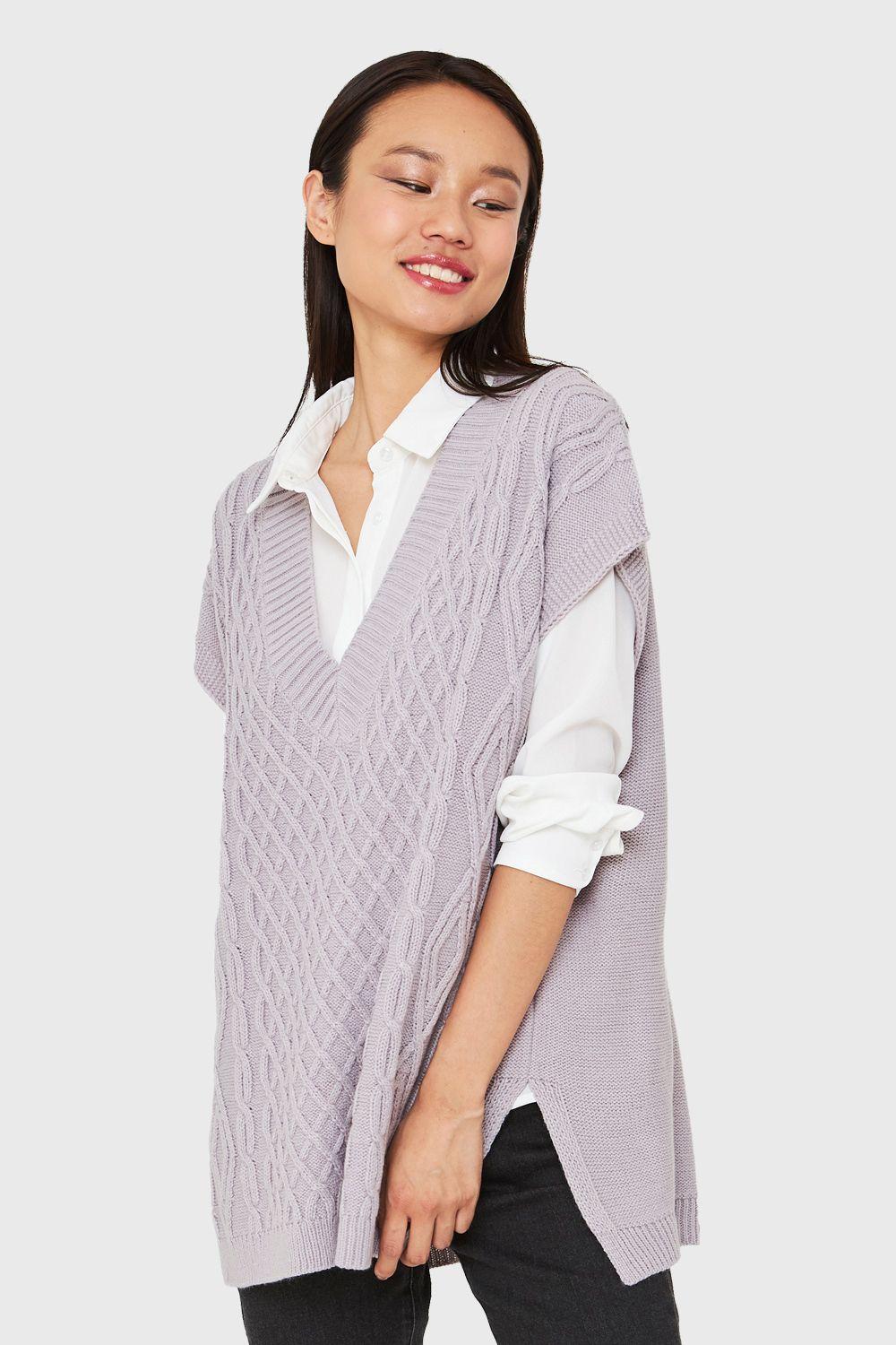 Chaleco Oversize Rombos Gris Nicopoly-0