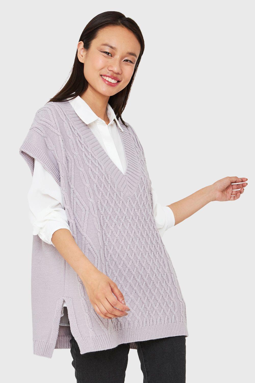Chaleco Oversize Rombos Gris Nicopoly-4